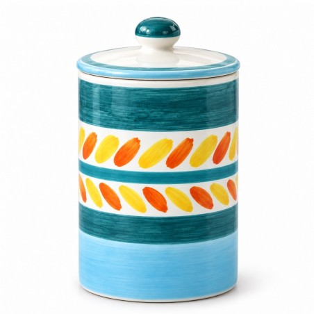 Handmade sicilian ceramic container with lid Segesta de simone pottery Handmade sicilian ceramic container with lid Segesta de simone pottery